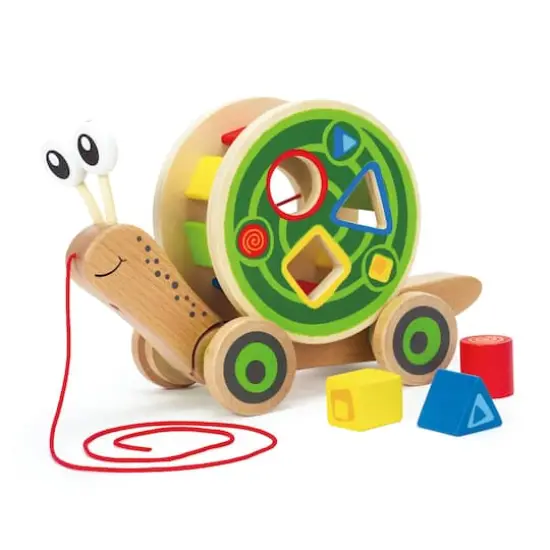 Hape Walk-A-Long Snail Wooden Toddler Pull Toy {1}