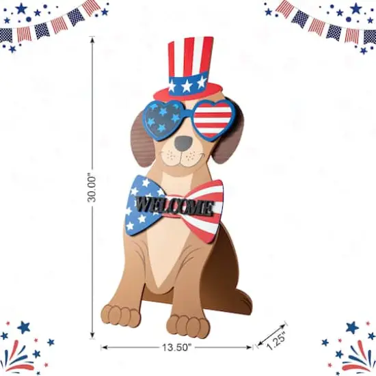 Glitzhome&reg; 30" Patriotic Americana Labrador Easel Porch D&eacute;cor {4}