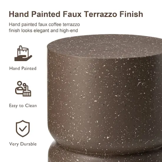 Glitzhome&reg; 17" Multifunctional Faux Terrazzo Stool Brown {9}