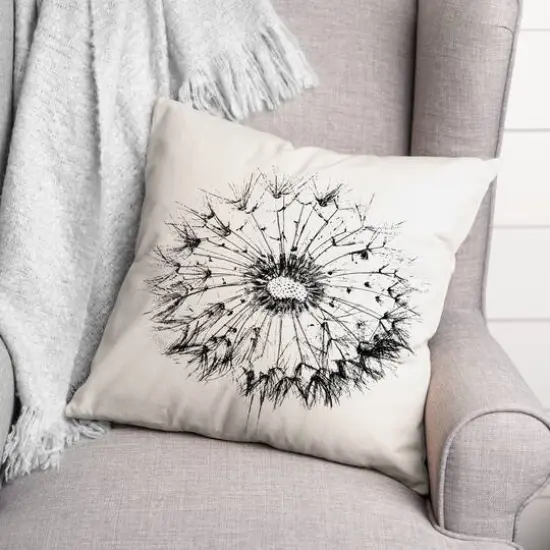 18" Sketchy Dandelion Indoor/Outdoor Pillow {3}