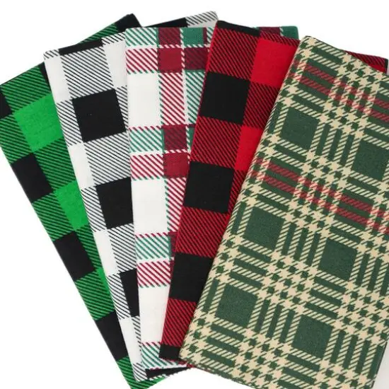 SINGER Christmas Holiday Plaid Cotton Fabric Fat Quarter Bundle {3}
