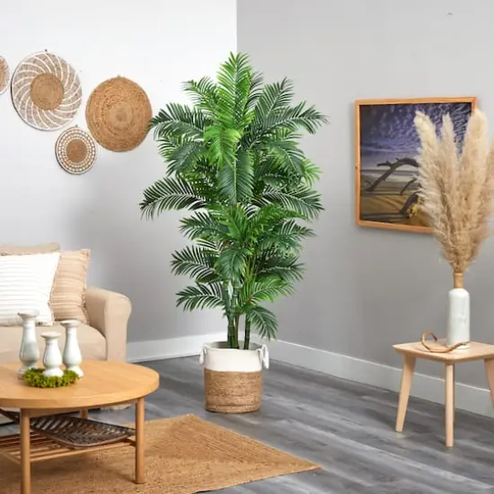 6ft. Curvy Parlor Artificial Palm Tree in Handmade Natural Jute and Cotton Planter {5}