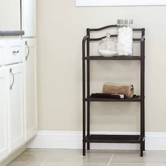 Household Essentials 3-Tier Metal Bathroom Storage Shelf Brown {3}