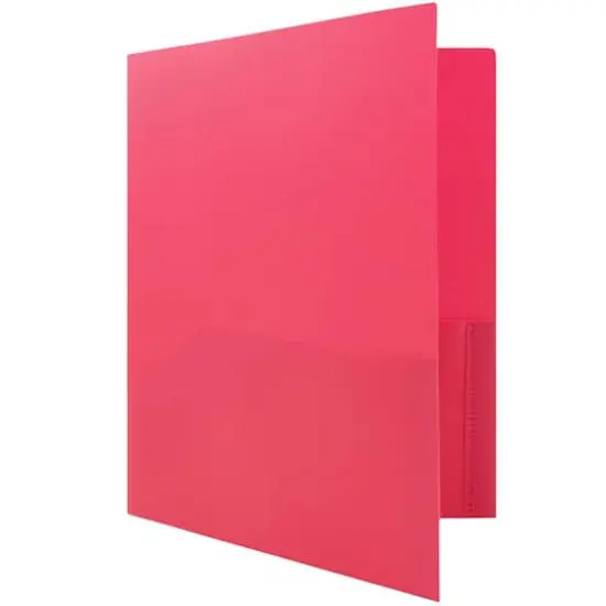 JAM Paper 9.5" x 11" Plastic 2 Pocket School POP Folders with Clasps, 6ct. Fuchsia Hot Pink {6}