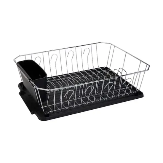 Kitchen Details Black 3-Piece Chrome Dish Rack Set {1}