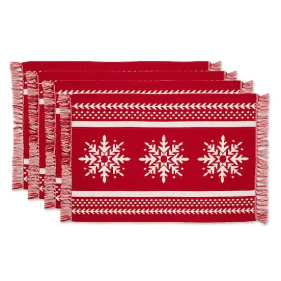 DII&reg; Nordic Snowflake Stripe Jacquard Placemats, 4ct. {1}