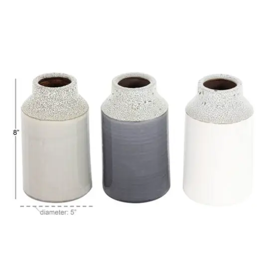White Porcelain Coastal Style Vase Set {6}