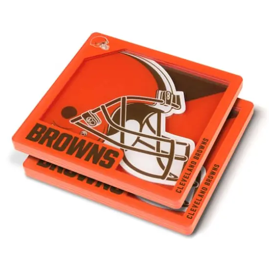 NFL 3D Logo Series Coaster Set Cleveland Browns {1}