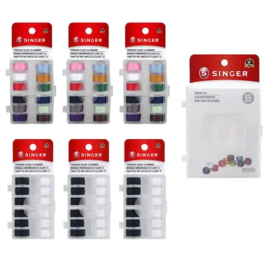 SINGER&reg; Multicolor Class 15J Sewing Bobbin Set with Storage Case {3}