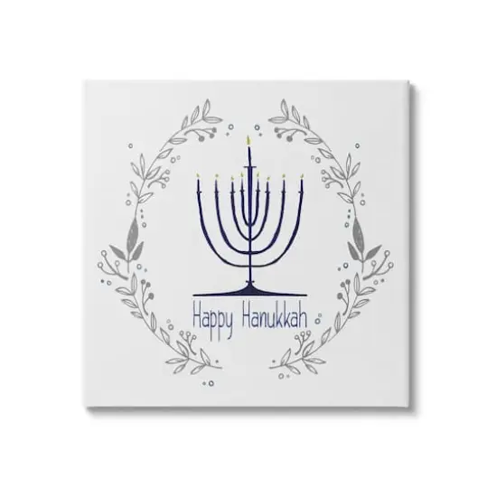 Stupell Industries Happy Hanukkah Botanical Wreath Canvas Wall Art {1}