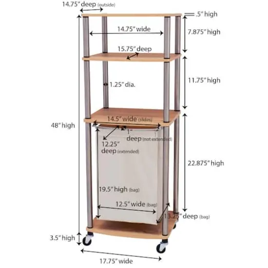Household Essentials Laundry Hamper Storage Cart {4}