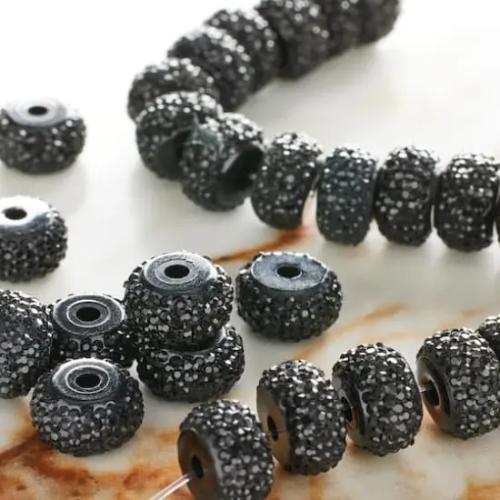 Black Resin Rondelle Beads, 10mm by Bead Landing&trade; {1}