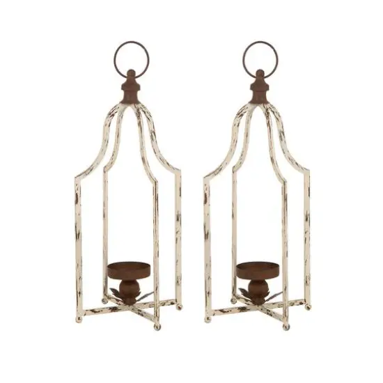 Glitzhome&reg; 22" Farmhouse Distressed Metal Lantern, 2ct. {1}