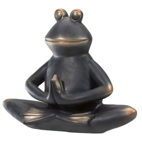 11" Yoga Frog in Sukhasana Position Outdoor Garden Statue {6}