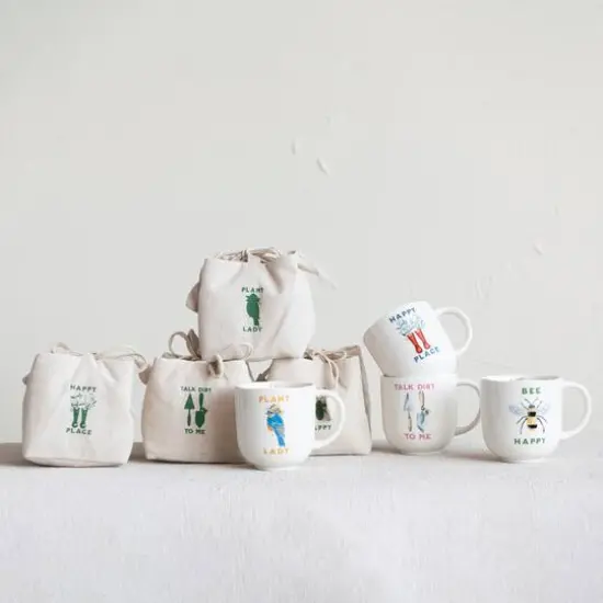 Hello Honey&reg; Painted Garden Stoneware Mug Set {3}