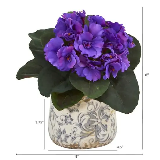 8" African Violet Artificial Plant in Floral Design Vase Set {5}