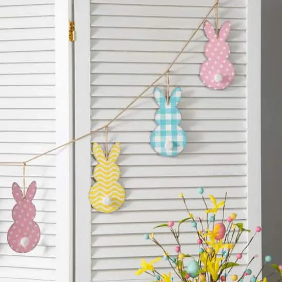Glitzhome&reg; 6ft. Easter Metal Bunny Garland {5}