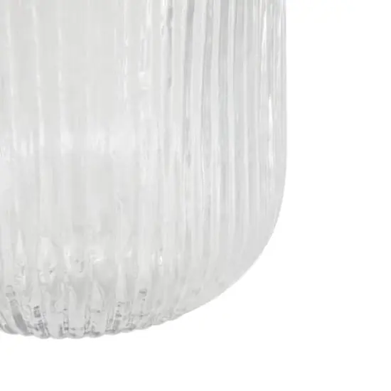 11" Clear Glass Ribbed Fluted Decorative Vase {5}