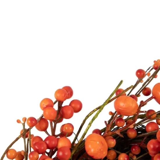 20" Red & Orange Berries with Mini Pumpkins Fall Harvest Wreath {4}