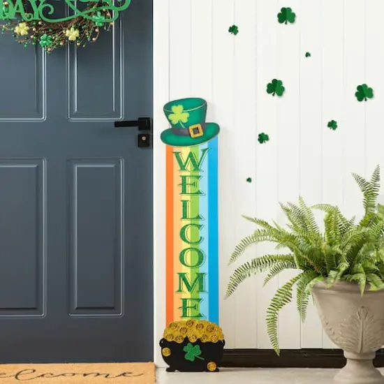 Glitzhome&reg; 42" St. Patrick's Wooden Rainbow & Pot of Gold Porch D&eacute;cor {3}