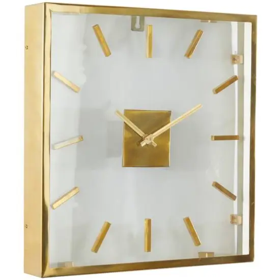 16" Gold Stainless Steel Wall Clock with Clear Face {3}