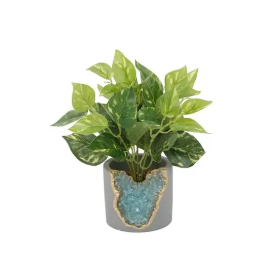 Flora Bunda&reg; 10" Devil's Ivy in Blue Crystal Planter {1}