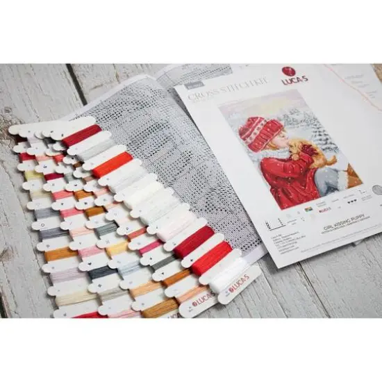 Luca-S Girl Kissing Puppy Counted Cross Stitch Kit {8}