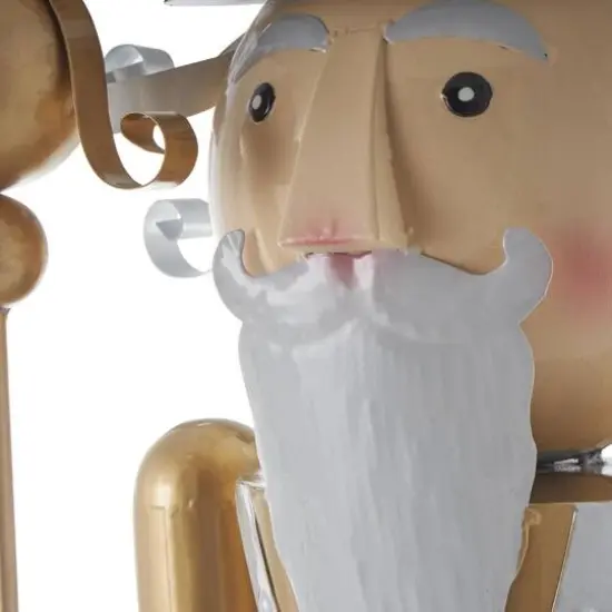 46.5" Gold & Silver Metal Standing Nutcracker Sculpture {7}