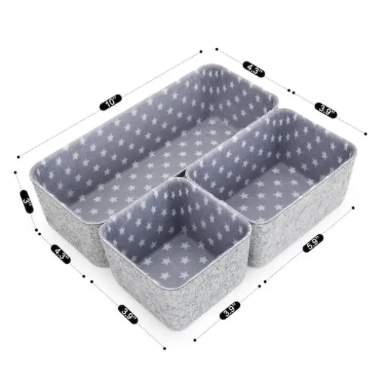 Welaxy Felt 3 Piece Stars Storage Bin Set {5}