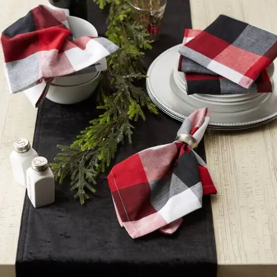 DII&reg; Oversized Tri Color Check Cloth Dinner Napkins, 6ct. Cardinal Red {7}