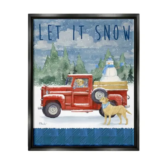 Stupell Industries Let It Snow Winter Dogs Framed Floater Canvas Wall Art {1}