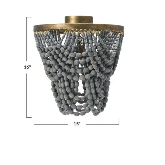 Hello Honey® 2-Tier Draped Wood Bead Semi-Flush Mount Ceiling Light Light Gray {6}