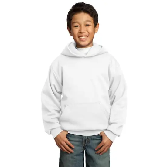Port & Company&reg; Neutrals Youth Core Fleece Pullover Hooded Sweatshirt White {3}