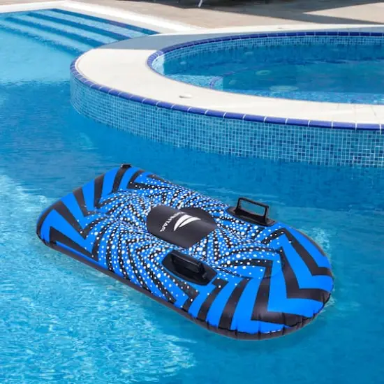 Pool Central 3.2ft. Inflatable Long Black & Blue Ride-On Pool Float & Snow Tube {4}