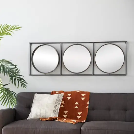 52" Gray Metal Modern Wall Mirror {9}