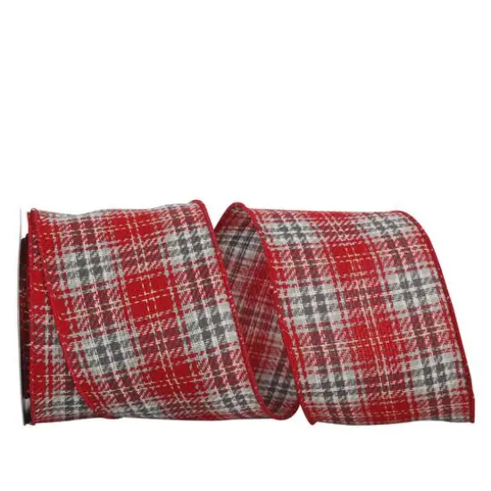 JAM Paper 4" x 10yd. Flannel Wired Edge Twill Plaid Ribbon {1}