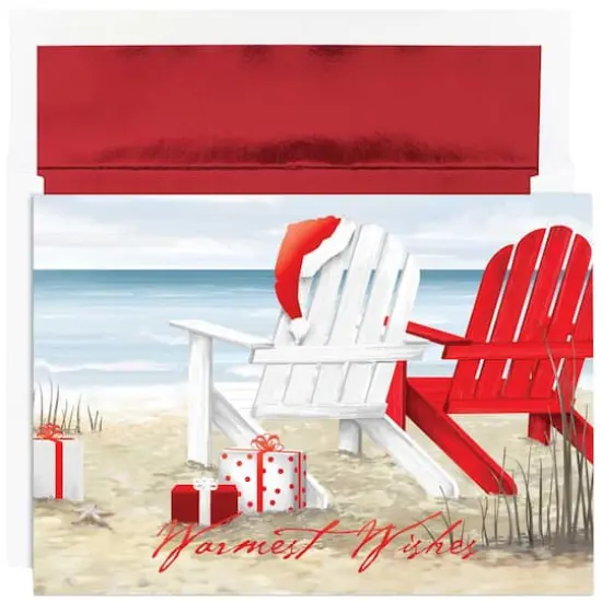 JAM Paper 5.6" x 7.9" Beach Chairs Christmas Card Set, 18ct. {1}
