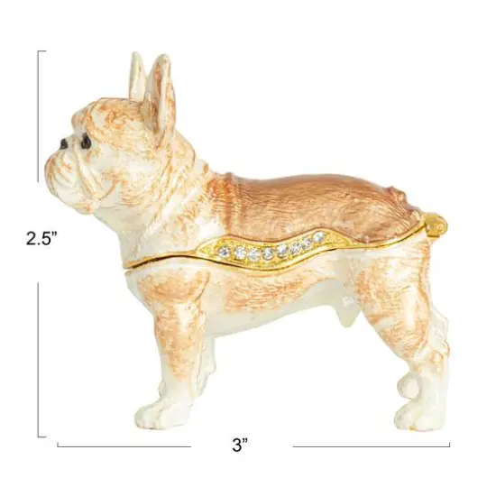 Hello Honey&reg; 3" Multicolor French Bulldog Jeweled Trinket Box {11}