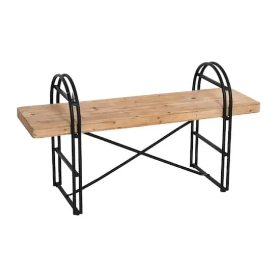 Hello Honey&reg; 48" Light Brown Driftwood & Black Iron Bench {1}