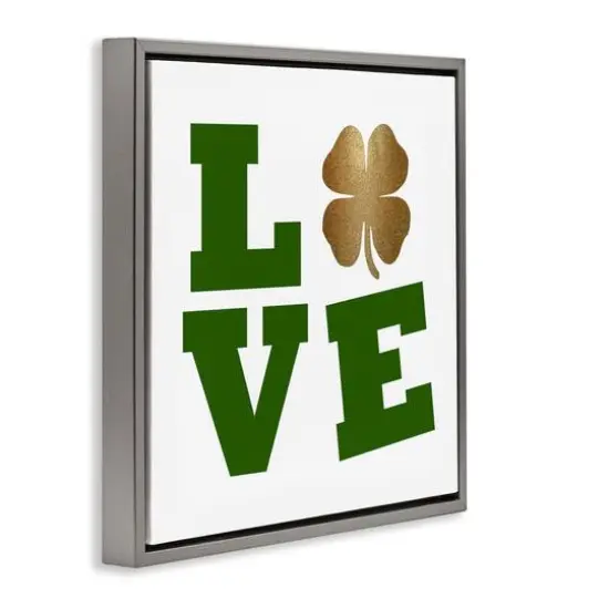 Stupell Industries St Patrick's Day Clover Love Floater Framed Art Gray {4}