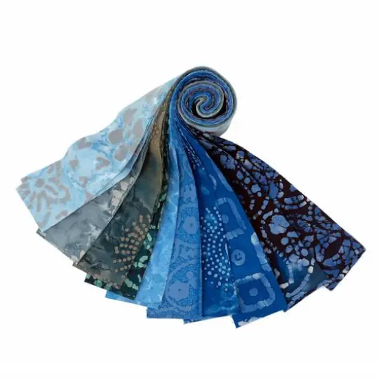 SINGER Handmade Blue Batik Cotton Print Fat Quarter Bundle {1}