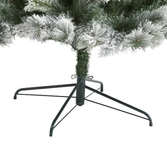 9ft. Pre-Lit Flocked Oregon Pine Artificial Christmas Tree, Clear LED Lights {5}