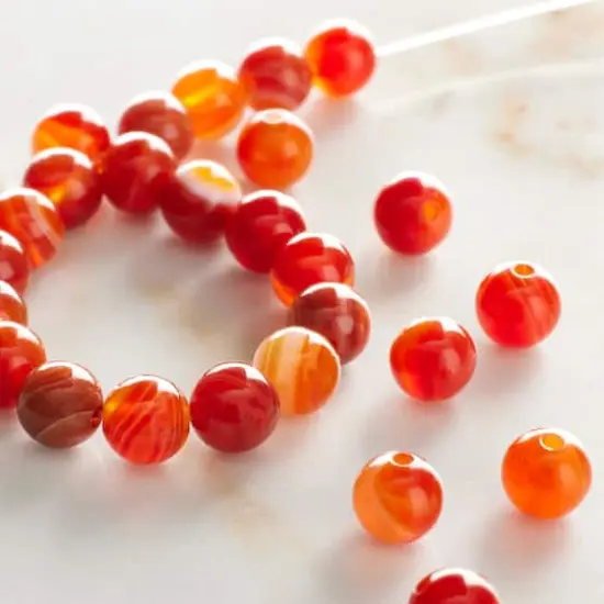 Amber Banded Agate Round Beads, 6mm by Bead Landing&trade; {3}