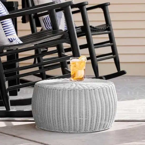 Household Essentials 9" Woven Storage Ottoman Gray {3}