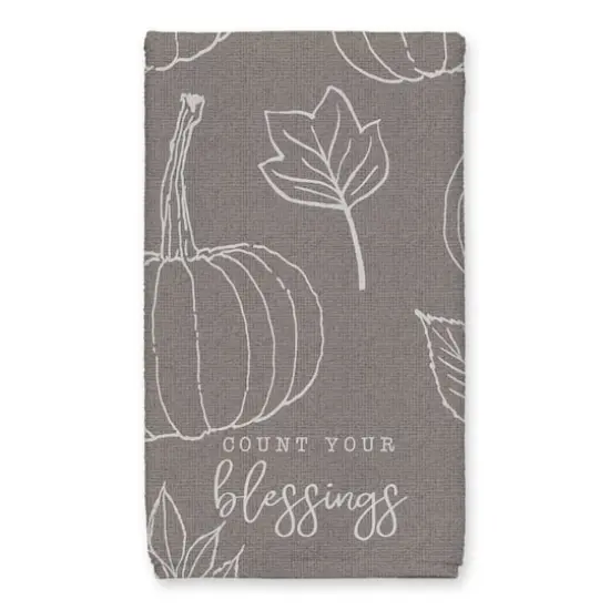 Count Your Blessings Gray Pumpkin Tea Towel Set {3}