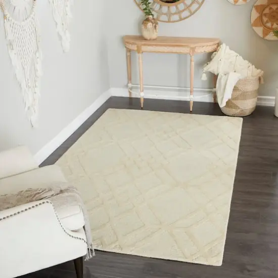 Beige Contemporary 5' x 8' Area Rug {9}