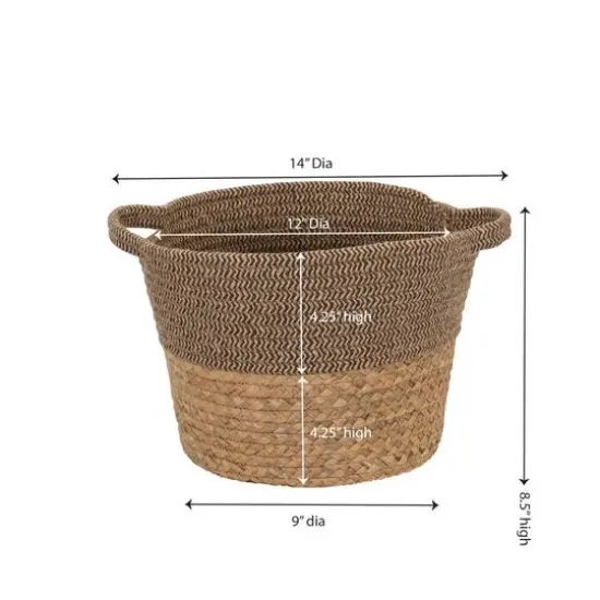 Household Essentials 8.5" Brown Corn & Hyacinth Wicker Basket {3}