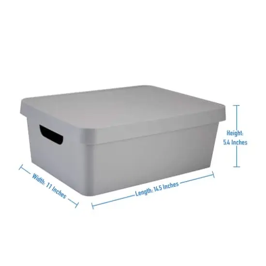 Simplify 14.5" Vinto Storage Box with Lid Gray {6}