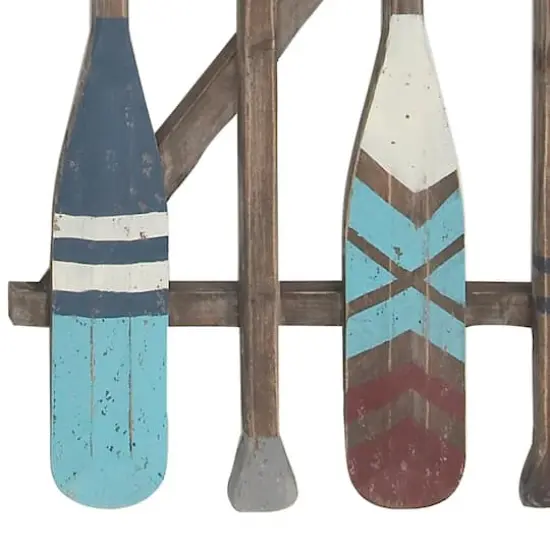 36" Brown Wood Coastal Oars Wall Decor {3}