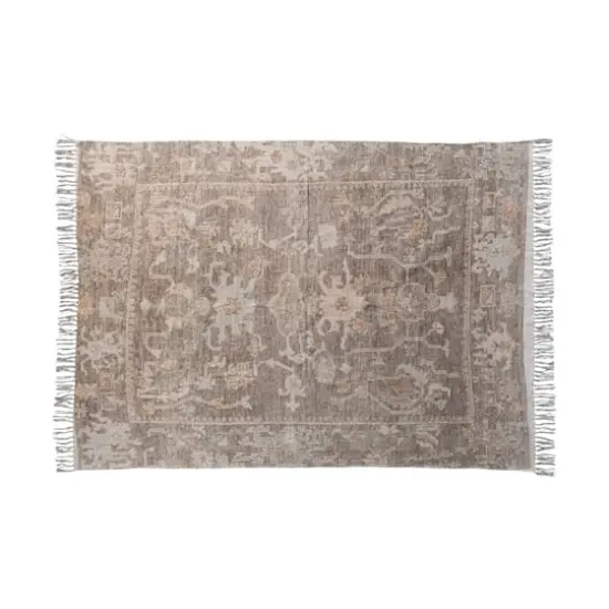 Hello Honey&reg; 5ft. x 7ft. Brown Cotton Chenille Distressed Print Rug with Fringe {3}